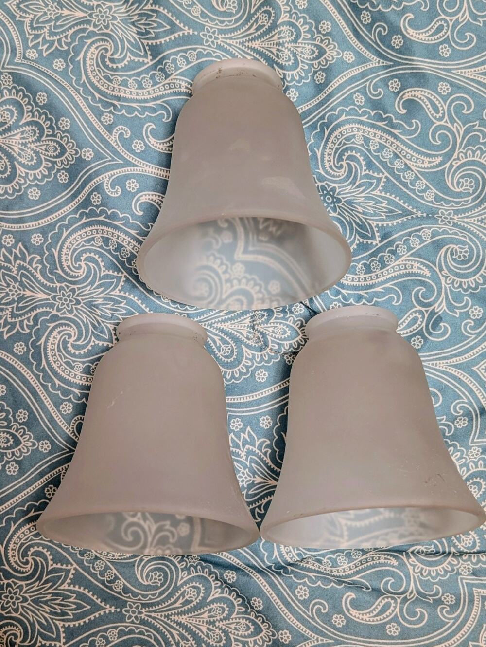 3 HAMPTON BAY CEILING FAN REPLACEMENT GLOBE SHADE WHITE SWIRL BELL SHAPE